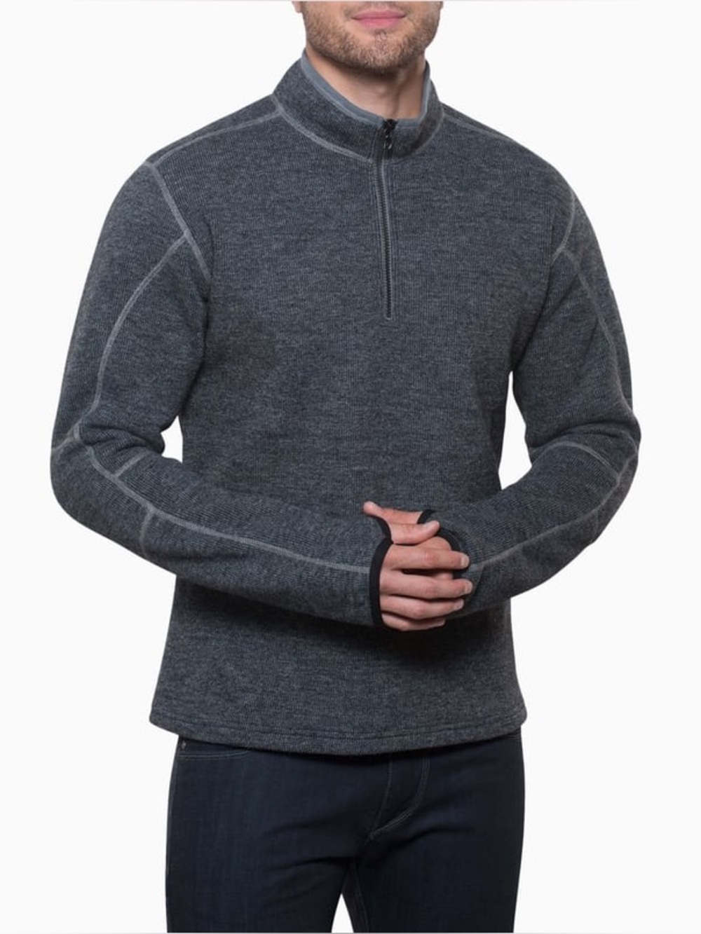 Kuhl Thor 1/4 Zip ThermoKore Hardy Wool Blend Size Medium Graphite Gray